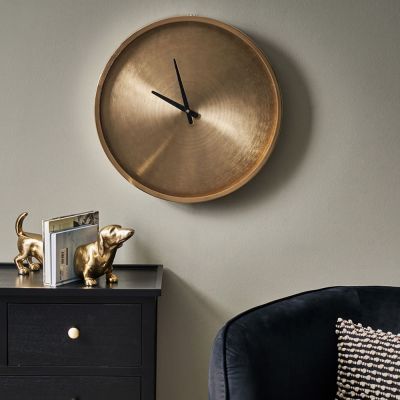 Cuthbert Brushed Antique Brass Round Wall Clock