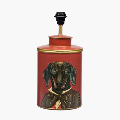 Dachshund Red Hand Painted Metal Table Lamp