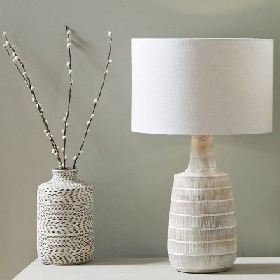 Dambula Grey/White Wash Wood Textured Tall Neck Table Lamp - Base Only