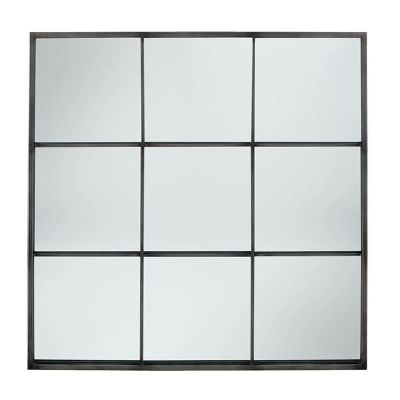 Dark Grey Metal 9 Section Square Wall Mirror