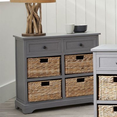 Devonshire Grey Wood 2 Drawer 4 Basket Sideboard