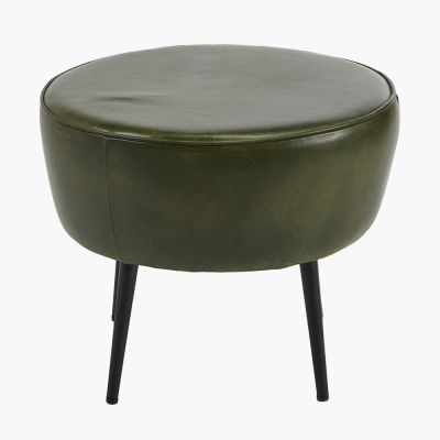 Donato Sage Green Leather and Iron Stool 