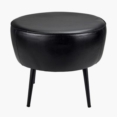 Donato Steel Grey Leather and Iron Stool 