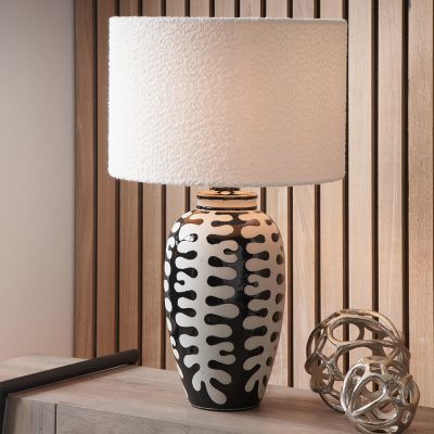 Elkorn Black and White Tall Coral Ceramic Table Lamp - Base Only