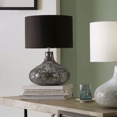 Evie Silver and Black Mosaic Mirror Table Lamp