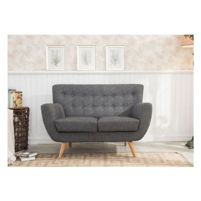 Fabric Scandinavian Style 2 Seater Sofa Grey