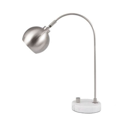 Feliciani Brushed Silver Metal and White Marble Task Lamp