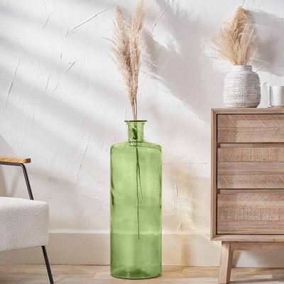 Forest Green Recycled Glass Tall Bottle Vase