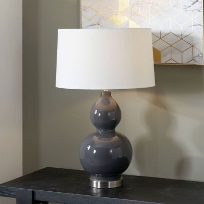 Gatsby Grey Ceramic Table Lamp With Brushed Silver Metal