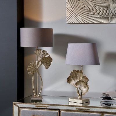 Gingko Shiny Champagne Metal Tall Leaf Table Lamp - Base Only