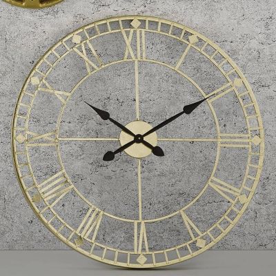 Gold and Black Hands Metal Wall Clock