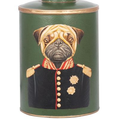 Green Hand Painted Pug Dog Motif Table Lamp - Base Only