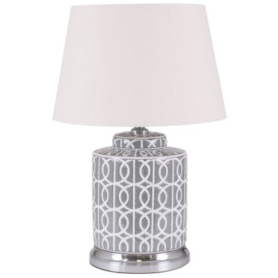Grey and White Geometric Pattern Table Lamp