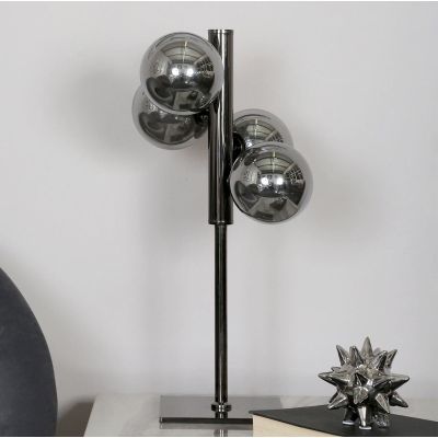 Gunmetal Table Lamp With 4 Smoked Glass Shades