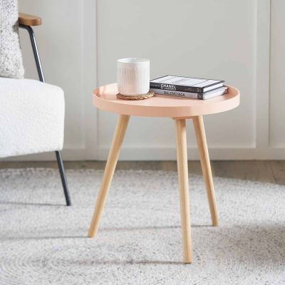 Halston Apricot MDF and Natural Pine Wood Round Table