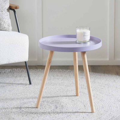 Halston Lilac MDF and Natural Pine Wood Round Table