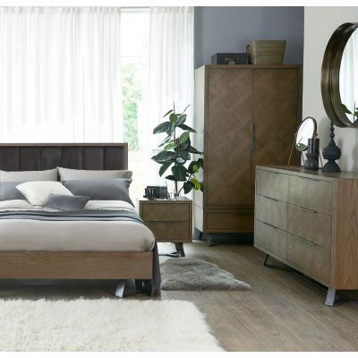 Irina Brown and Grey Patterned Bed Frame