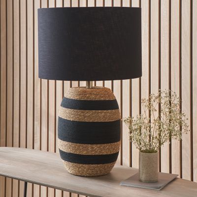 Kalutara Black and Natural Sea Grass Tall Table Lamp - Base Only