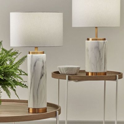 Large Marble Effect Ceramic Tall Table Lamp