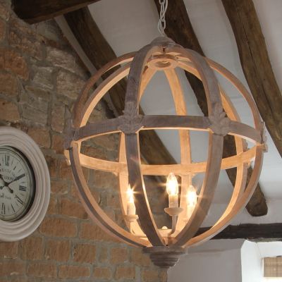 Large Round Natural Wooden Pendant