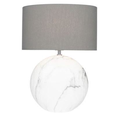 Large White Marble Effect Ceramic Table Lamp