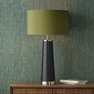 Laurence Black Croc Leather and Silver Table Lamp - Base Only