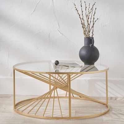 Liberty Glass and Gold Metal Round Coffee Table