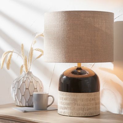 Lotta Black and Natural Stoneware Table Lamp - Base Only