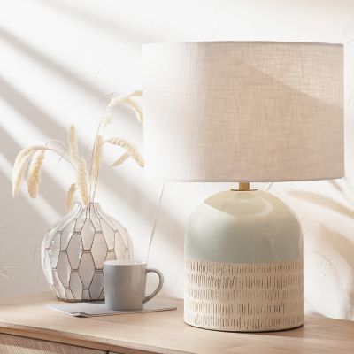 Lotta Duck Egg and Natural Stoneware Table Lamp - Base Only