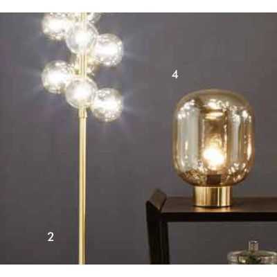 Lustre Oval Glass Ball and Gold Table Lamp
