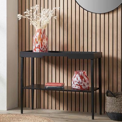 Marnie Black Wood Console Table with Shelf
