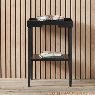 Marnie Black Wood Side Table with Shelf
