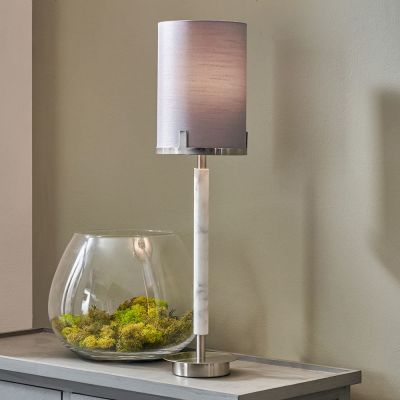 Midland Brushed Nickel and Grey Marble Effect Table Lamp