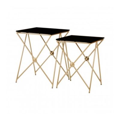 Miguel Gold Finish Steel Side Tables