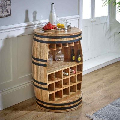 Murray Solid Dark Wood Barrel Wine Sideboard