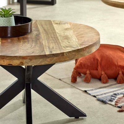 Murray Solid Wood Coffee Table With Metal Spider Legs