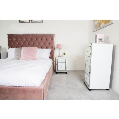Olivia Mirror Glass White Bedside Cabinet