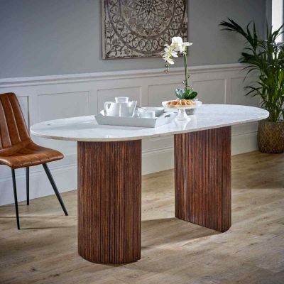 Otis Mango Wood Dining Table 170Cm With Marble Top