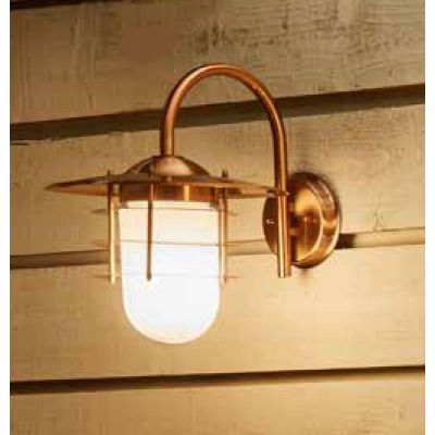 Outdoor Copper Metal and Opaque Glass Wall Light