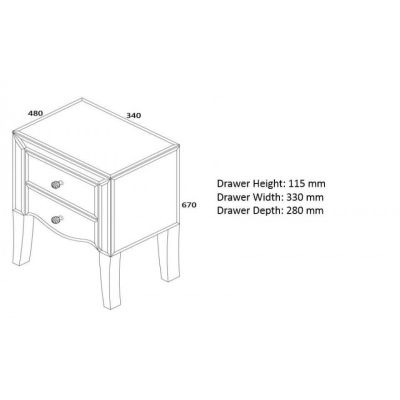 Palma Bedside Cabinet Dimensions and Spec Images