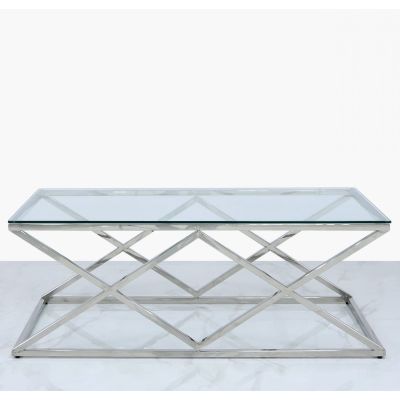 Pearl Stainless Steel and Glass Coffee Table