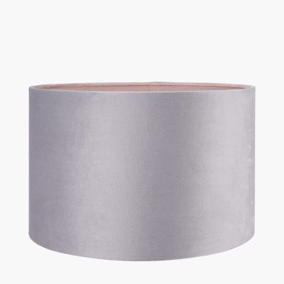 Rene 30cm Light Grey Velvet Cylinder Shade