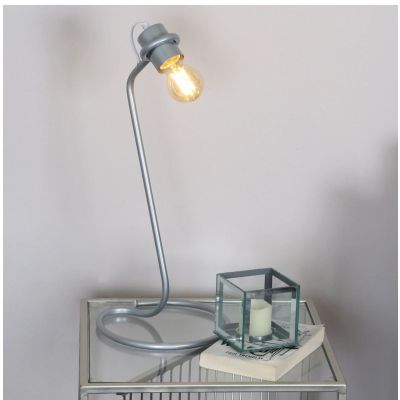 Retro Industrial Silver Metal Table Lamp 