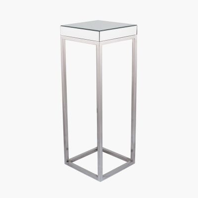 Rocco Silver Mirrored Glass and Metal Square Table Large