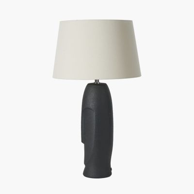 Rushmore Black Textured Ceramic Table Lamp With Face Detail 