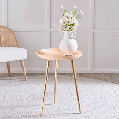 Seline Apricot Enamelled Table with Gold Legs