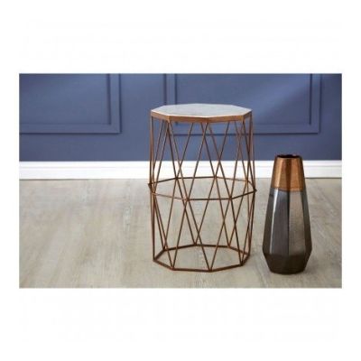 Shazaar Dark Copper And Marble Side Table