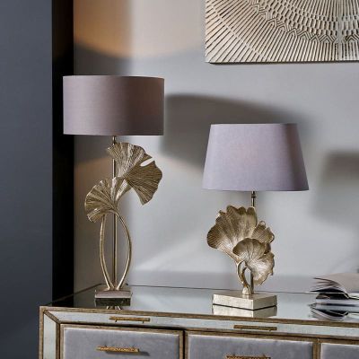 Shiny Champagne Metal Gingko Leaf Table Lamp - Base Only