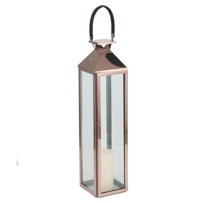 Shiny Copper Stainless Steel & Glass Medium Lantern
