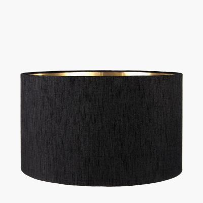 Stellan 35cm Black Slubbed  Faux silk Gold Lined Cylinder Shade